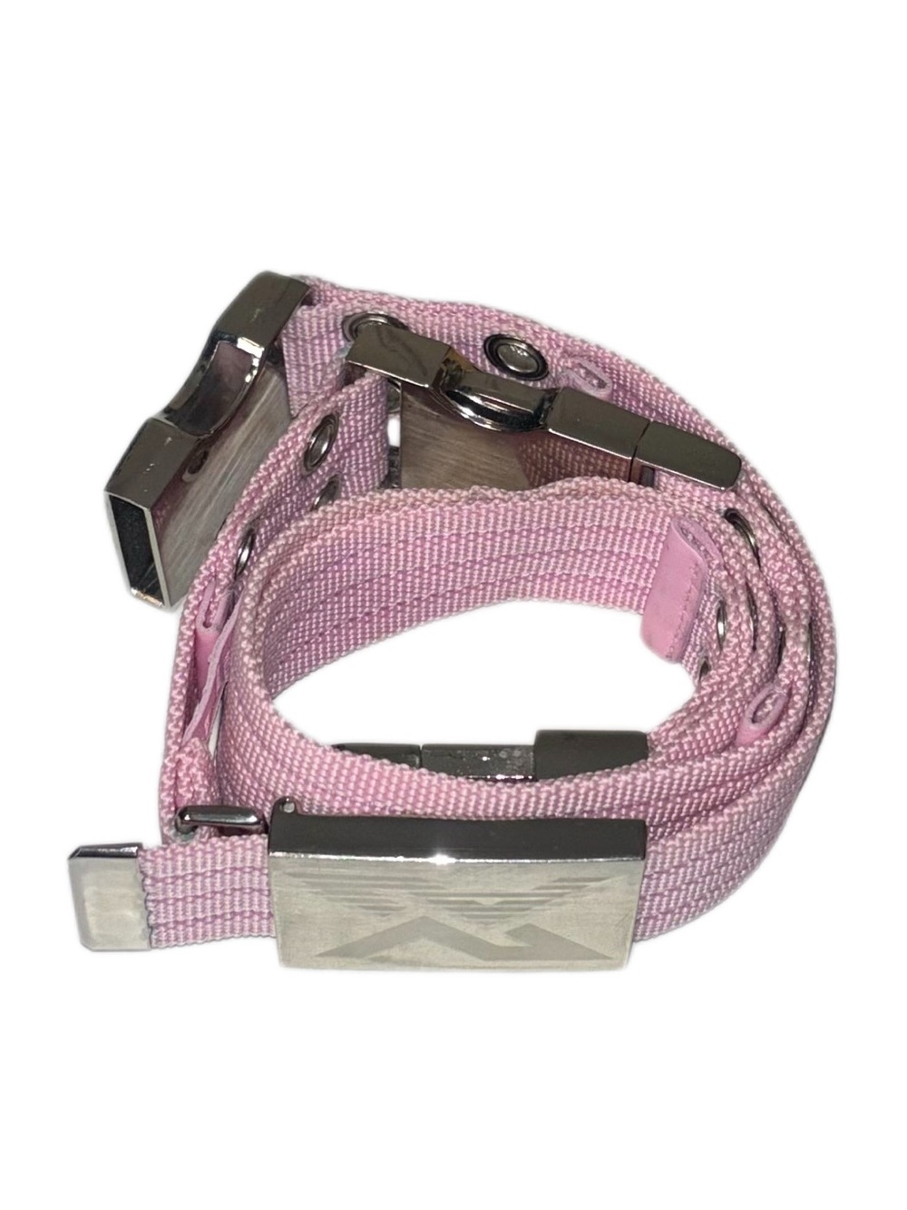 Armani exchange Y2K belt in candy pink Utility Buckle Grommet belt size medium - Picture 3 of 16